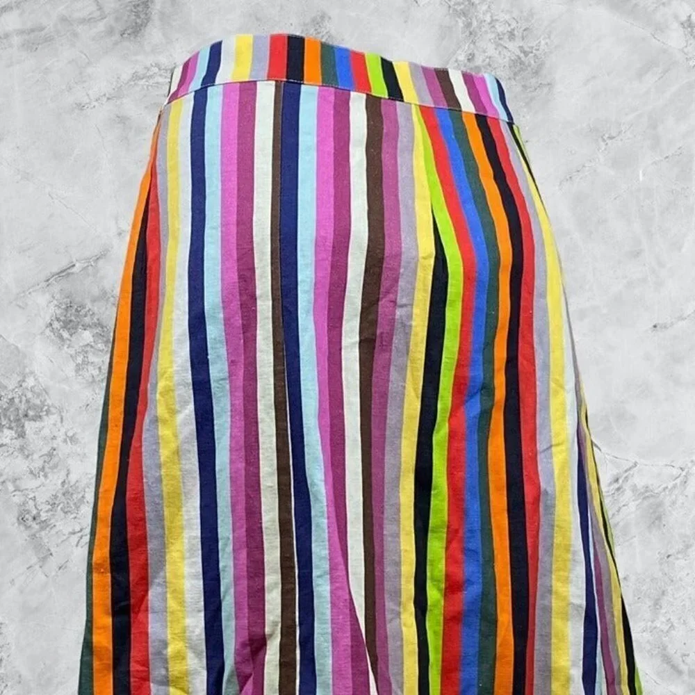LPA Button Up Midi Skirt - Rainbow Stripe